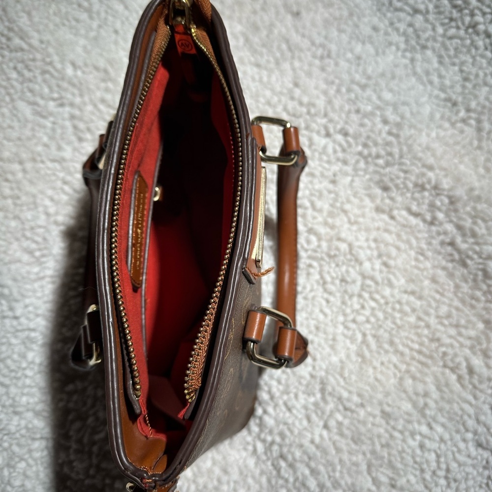 Adrienne Vittadini Red and Brown Briefcase with Top Handle